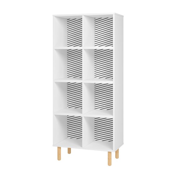 Manhattan Comfort Essex 60.23 Double Bookcase with 8 Shelves in White and Zebra 409AMC176